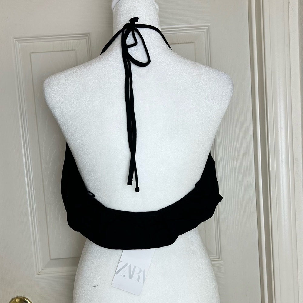 ZARA black Crop halter top size M - Picture 4 of 8